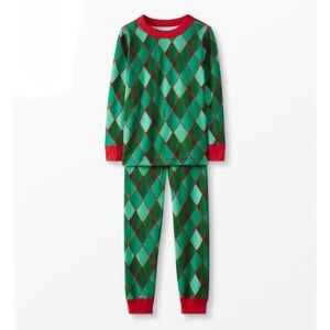 Hanna Andersson Green and Red Long John Pajama Set